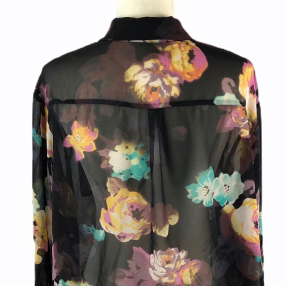 Decree Floral Chiffon Button Down Shirt - Picture 6 of 9